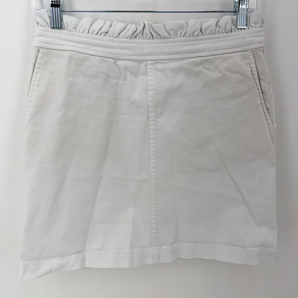 Draper James White Ruffle Paperbag Waist Mini Skirt Back Zipper Size 4 SKD0151